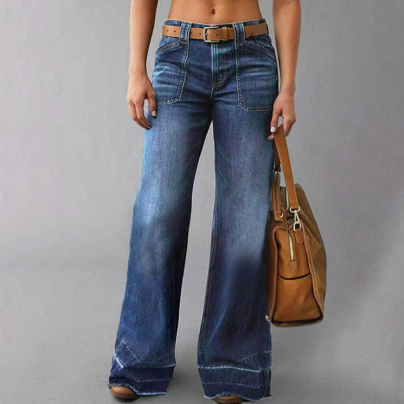 ✨🔥Retro-Schlagjeans für Damen mit Taschen👖