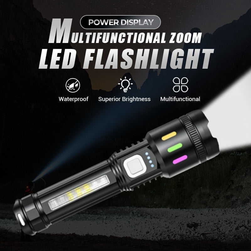 🔦Multifunktionale Zoom-LED-Taschenlampe mit Leistungsanzeige🌟