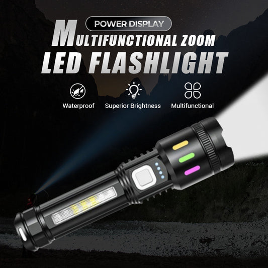 🔦Multifunktionale Zoom-LED-Taschenlampe mit Leistungsanzeige🌟