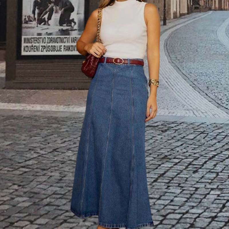 🎁2026 Neuheiten 50 % RABATT👗Damen-Maxirock aus Denim – Hohe Taille & A-Linien-Schnitt