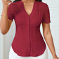 🌼LETZTER TAG – 60 % RABATT👚Sommerbluse für Damen mit V-Ausschnitt, Spitzenärmeln und Knopfleiste