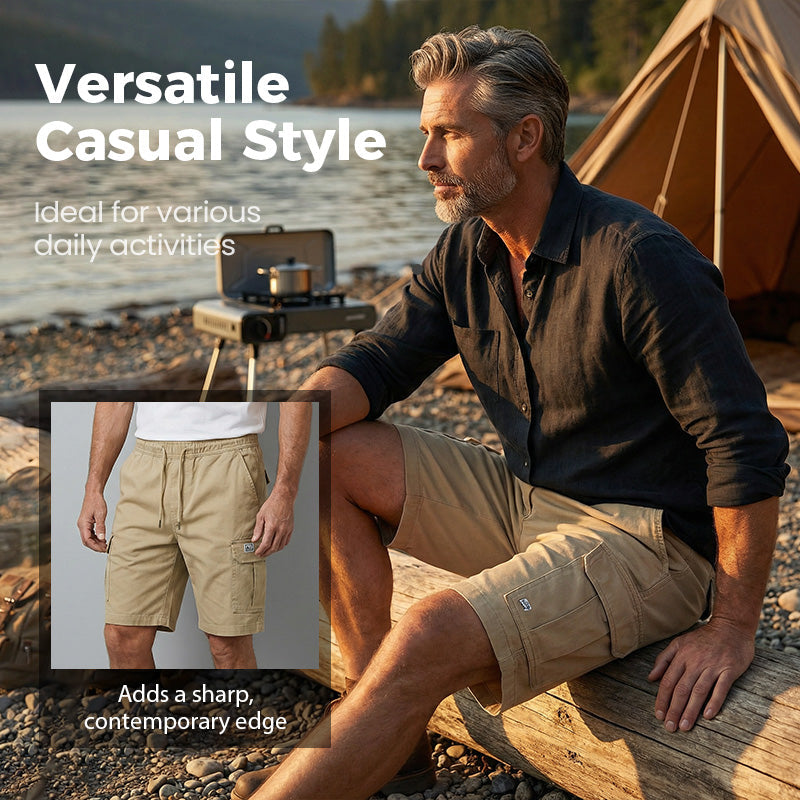 🩳 50% RABATT! ⏰ Leichte Cargoshorts – Atmungsaktives Material & knielang – Sichere Taschen für Handy und Schlüssel – bequem den ganzen Tag, ideal für Sommer und Reisen ☀️✅
