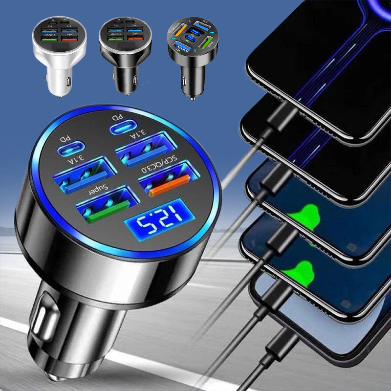 🔥HOT SALE🔥6-Port Autoladegerät Zigarettenanzünder Adapter