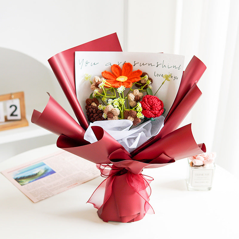 💐 Muttertags-Sonderangebot 50 % Rabatt!💕 Handgefertigter, zarter Blumenstrauß aus Häkelblumen