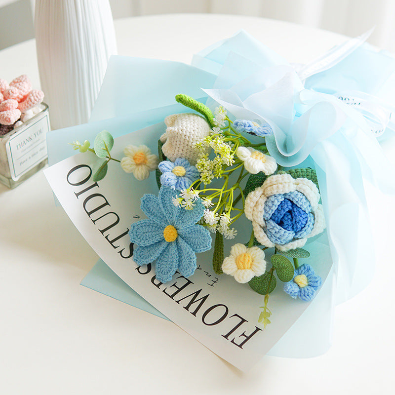 💐 Muttertags-Sonderangebot 50 % Rabatt!💕 Handgefertigter, zarter Blumenstrauß aus Häkelblumen