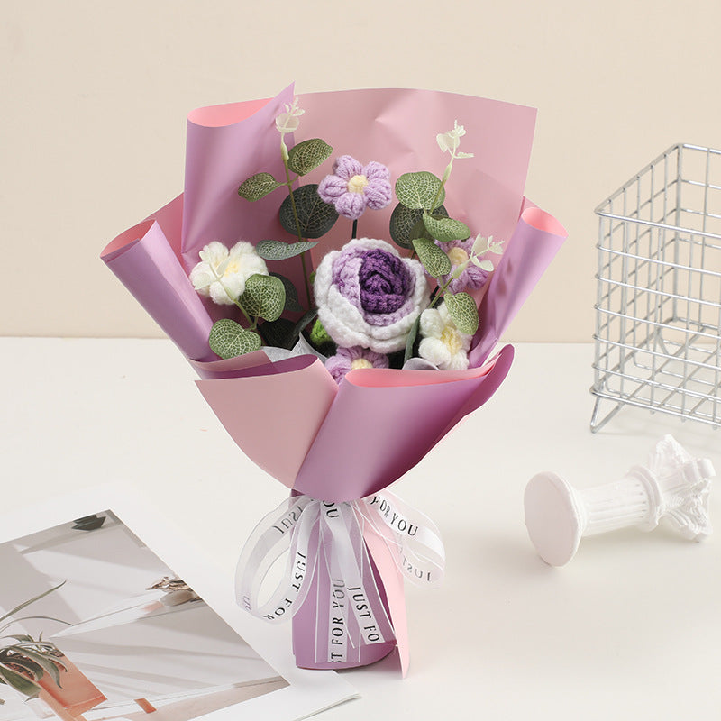 💐 Muttertags-Sonderangebot 50 % Rabatt!💕 Handgefertigter, zarter Blumenstrauß aus Häkelblumen
