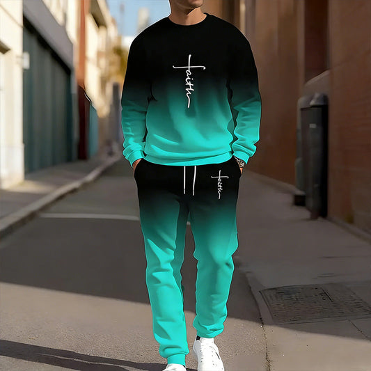 👕🏃 Herren-Trainingsanzug – Farbverlauf-Design, Weich & Atmungsaktiv für Sport & Freizeit 🌬️