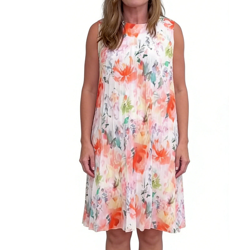 🌞Frühlingserwachen: 50% Rabatt!✨ Damen Ärmelloses Plissé-Midikleid mit Blumenprint