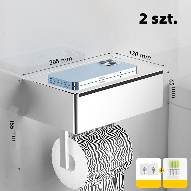 Toilettenpapierhalter mit Ablage und Ablagefach – Montage ohne Bohren