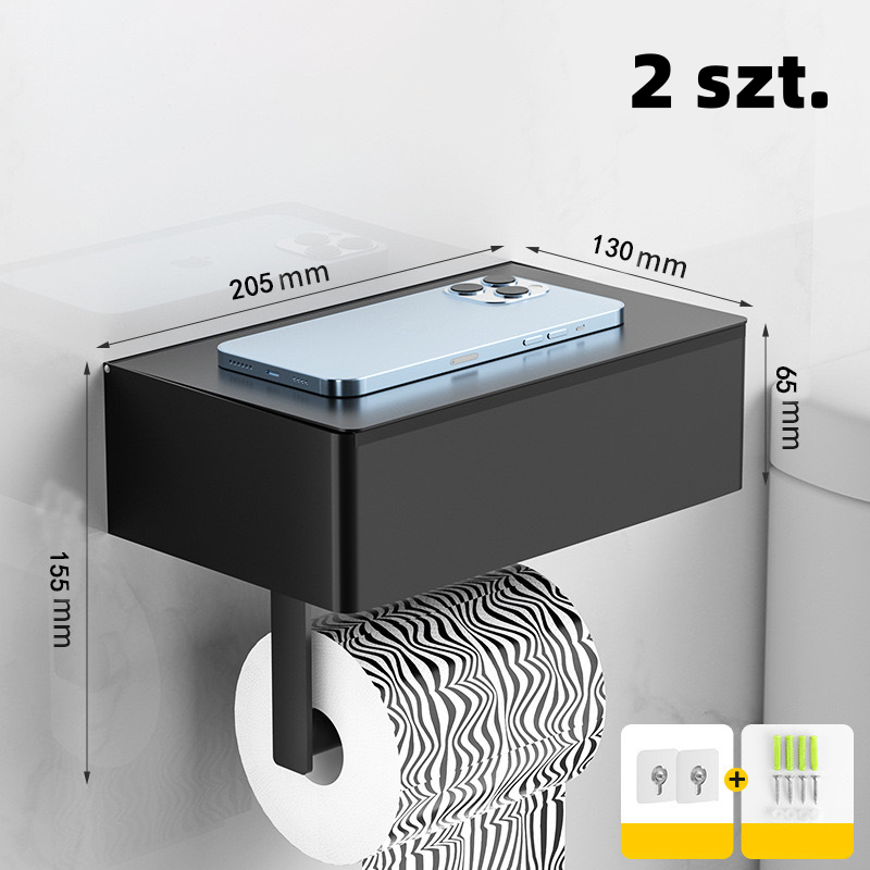 Toilettenpapierhalter mit Ablage und Ablagefach – Montage ohne Bohren