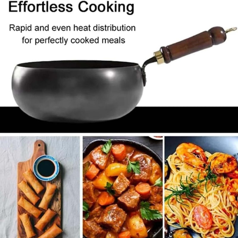 🔥🔥50 % Rabatt 🍳✨Alteisen Wok – Robuster Gusseisenbräter mit Deckel für Braten & Kochen👩‍🍳🍲