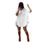 🔥Zeitlich begrenztes Angebot-Oversized-Minikleid für Damen mit Knopfleiste und Rüschen am Saum