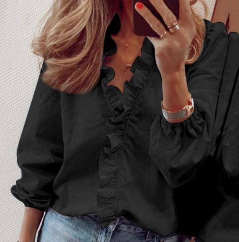👚 50% RABATT! ✨ Langärmeliges Gerafftes Damenhemd – Elegante Raffung, Weicher Stoff & Vielseitig für Jeden Anlass 🌸