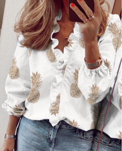 👚 50% RABATT! ✨ Langärmeliges Gerafftes Damenhemd – Elegante Raffung, Weicher Stoff & Vielseitig für Jeden Anlass 🌸