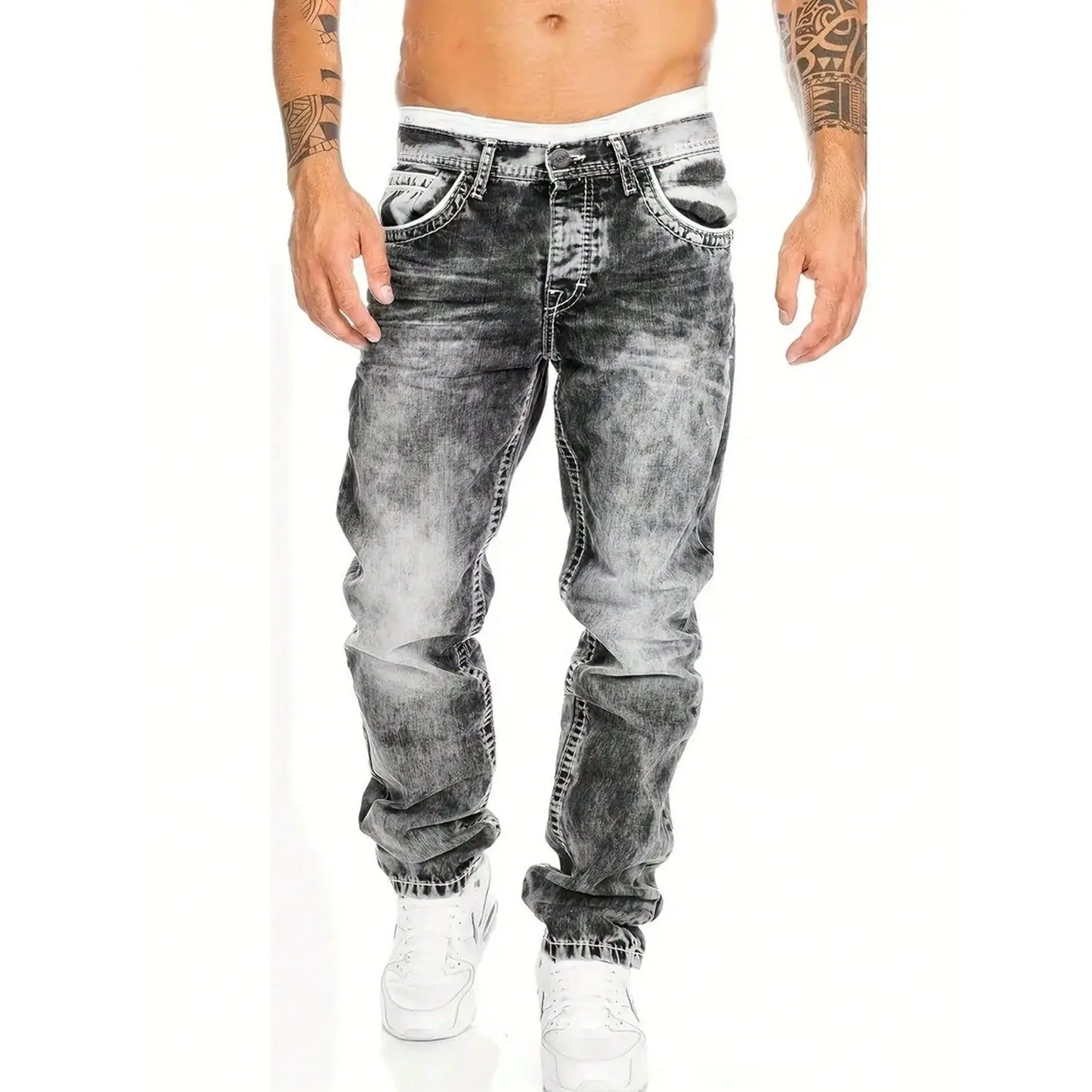 Kreative Stretch-Jeans für Herren, minimalistischer Stil, ideal für den Sommer, Emo-Stil