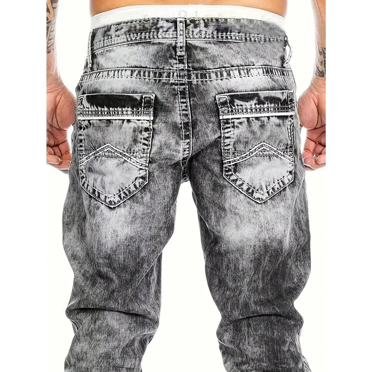 Kreative Stretch-Jeans für Herren, minimalistischer Stil, ideal für den Sommer, Emo-Stil