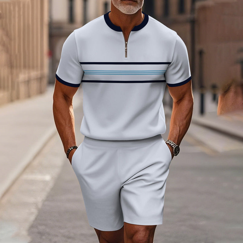 🔥60% RABATT🔥 Herren-Set: Hemd und Shorts mit Viertelreißverschluss