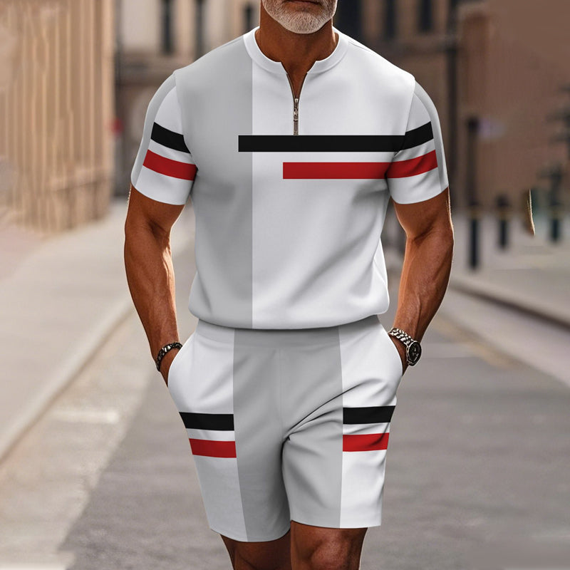 🔥60% RABATT🔥 Herren-Set: Hemd und Shorts mit Viertelreißverschluss