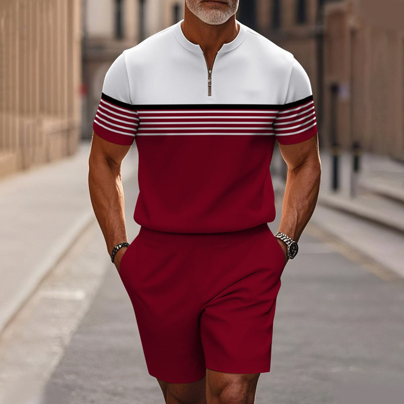 🔥60% RABATT🔥 Herren-Set: Hemd und Shorts mit Viertelreißverschluss