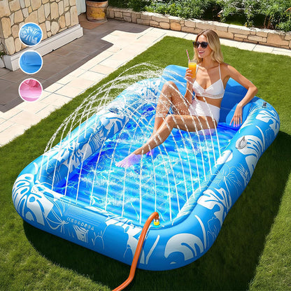 🏊 56% RABATT! 🥳 Aufblasbare Bräu-Liege – Automatische Sprühkühlung & abnehmbares Kissen – Getränkehalter & Sicherheitsgriffe – perfekt für Garten, Pool oder Strand – ideal für zwei Erwachsene 💦