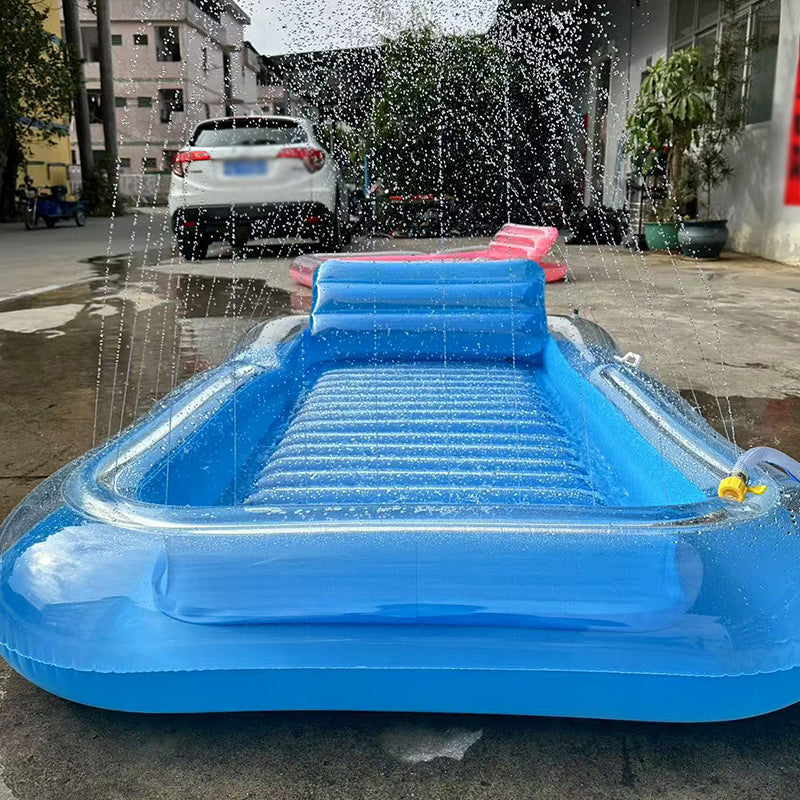🏊 56% RABATT! 🥳 Aufblasbare Bräu-Liege – Automatische Sprühkühlung & abnehmbares Kissen – Getränkehalter & Sicherheitsgriffe – perfekt für Garten, Pool oder Strand – ideal für zwei Erwachsene 💦