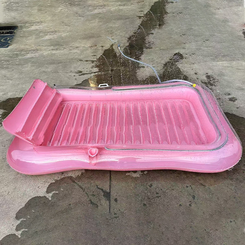 🏊 56% RABATT! 🥳 Aufblasbare Bräu-Liege – Automatische Sprühkühlung & abnehmbares Kissen – Getränkehalter & Sicherheitsgriffe – perfekt für Garten, Pool oder Strand – ideal für zwei Erwachsene 💦
