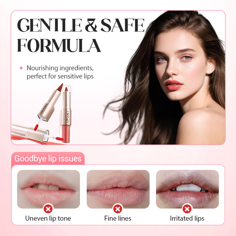 2-in-1 matter Lipliner & glänzender Lipgloss