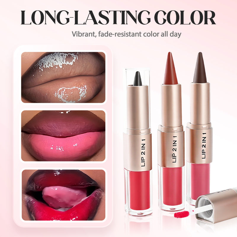 2-in-1 matter Lipliner & glänzender Lipgloss