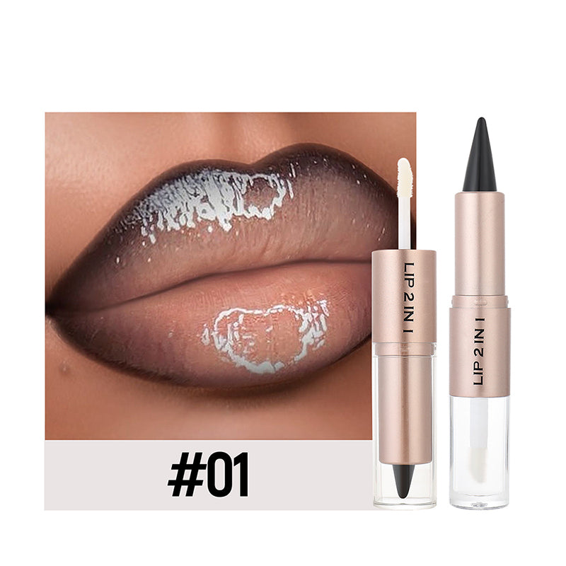 2-in-1 matter Lipliner & glänzender Lipgloss