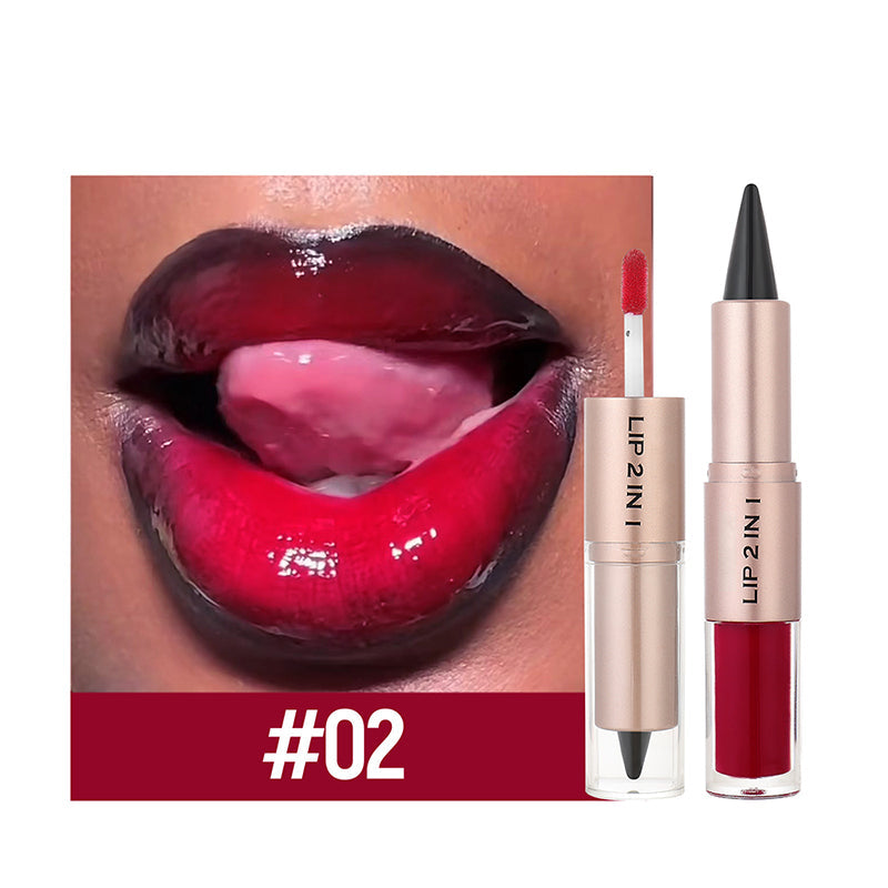 2-in-1 matter Lipliner & glänzender Lipgloss