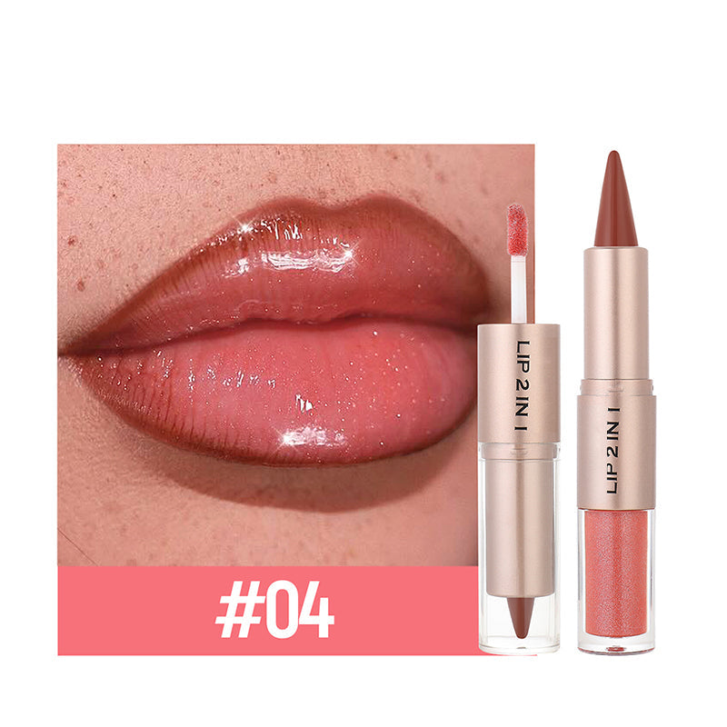 2-in-1 matter Lipliner & glänzender Lipgloss