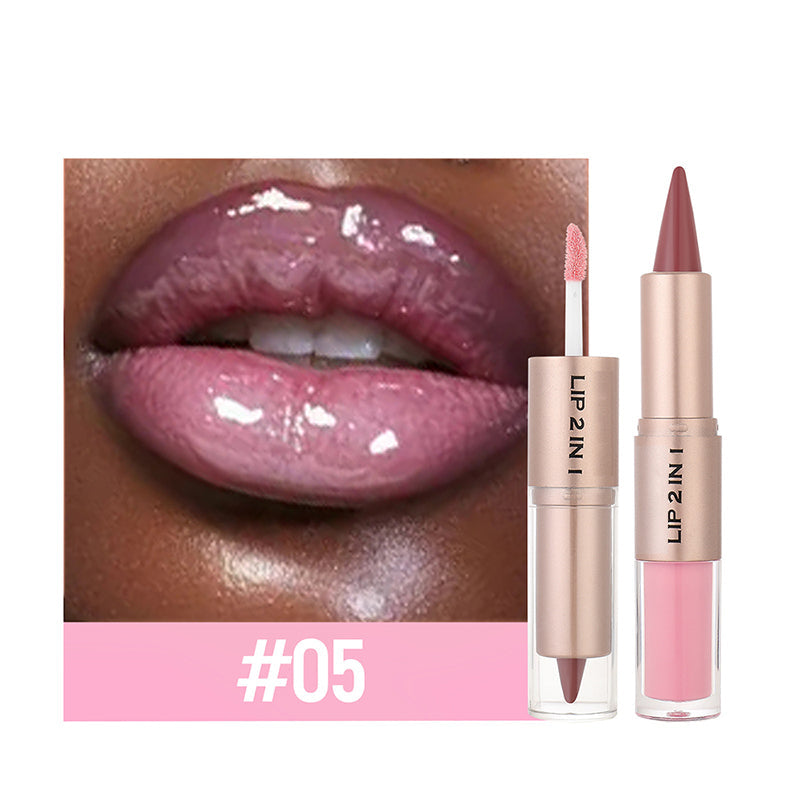 2-in-1 matter Lipliner & glänzender Lipgloss