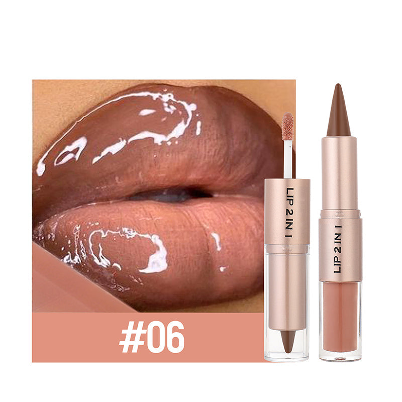 2-in-1 matter Lipliner & glänzender Lipgloss