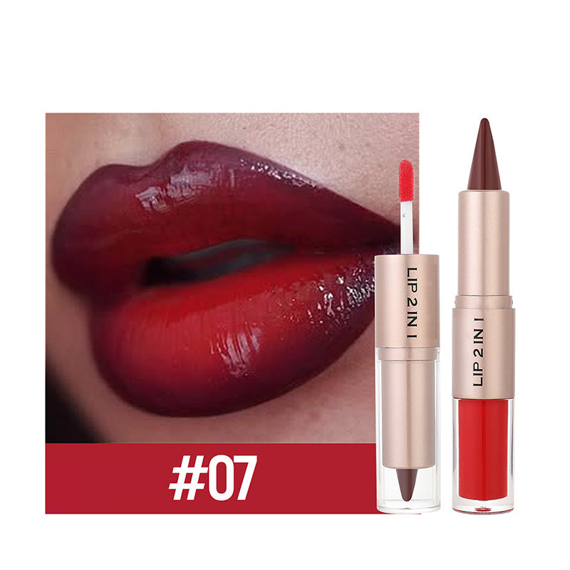 2-in-1 matter Lipliner & glänzender Lipgloss