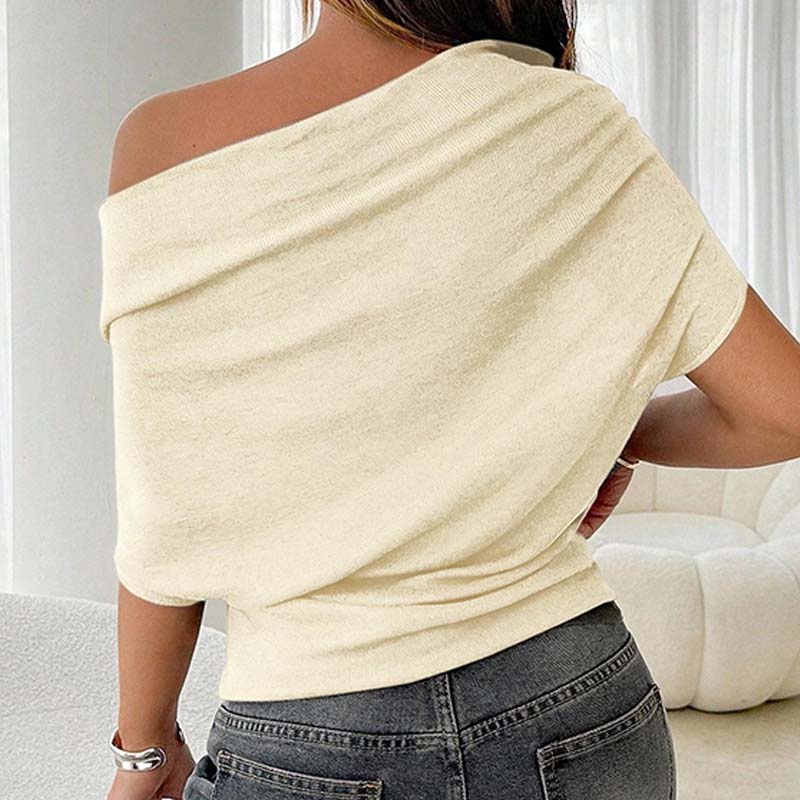👚 Damen Asymmetrisches Off-Shoulder-Oberteil mit Fledermausärmeln – Stilvolles Design & weicher Komfort 🦇✨