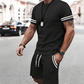💎 -50% AUF DAS 2-TEILIGE SET FÜR HERREN ! 💎 Gestreiftes T-Shirt & Shorts, Atmungsaktives Material & Kordelzug ✨