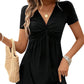 👗 54% RABATT! 🎀 Damen V-Ausschnitt-Kleid mit Knoten- & Raffdetail – ärmellos, taillenbetont & feminin – Fließender Stoff, perfekt für Sommerpartys, Büro oder romantische Anlässe 💃