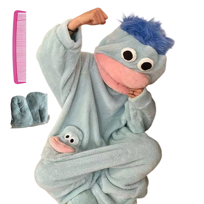 Eleganz braucht keine Worte 🐟Kuscheliger Pyjama aus Korallenfleece mit Figuren🧸