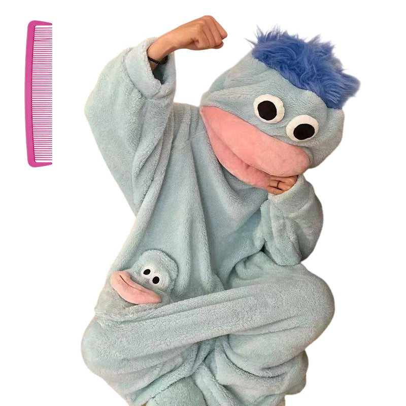 Eleganz braucht keine Worte 🐟Kuscheliger Pyjama aus Korallenfleece mit Figuren🧸