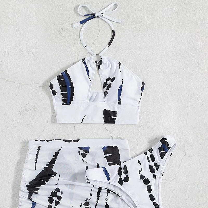 Gerafftes 3-teiliges Bikini-Set für Damen