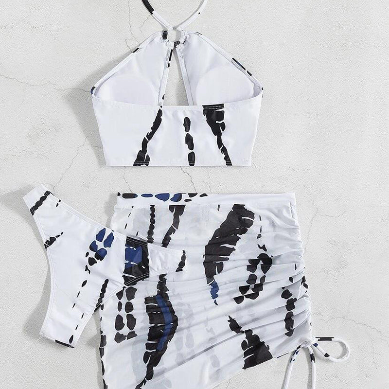 Gerafftes 3-teiliges Bikini-Set für Damen