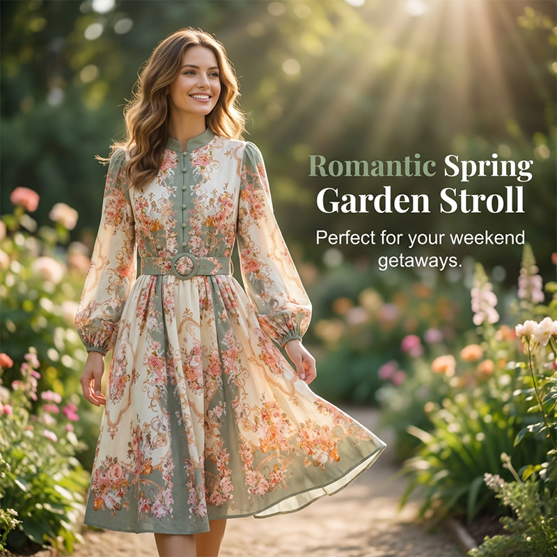 🌸 -50% HEUTE! Romantisches Blumen-Minikleid mit hohem Ausschnitt – Zeitlose Eleganz zum Verlieben 💖✨