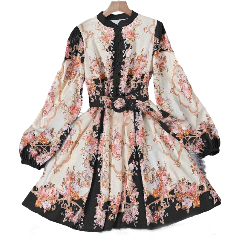 🌸 -50% HEUTE! Romantisches Blumen-Minikleid mit hohem Ausschnitt – Zeitlose Eleganz zum Verlieben 💖✨