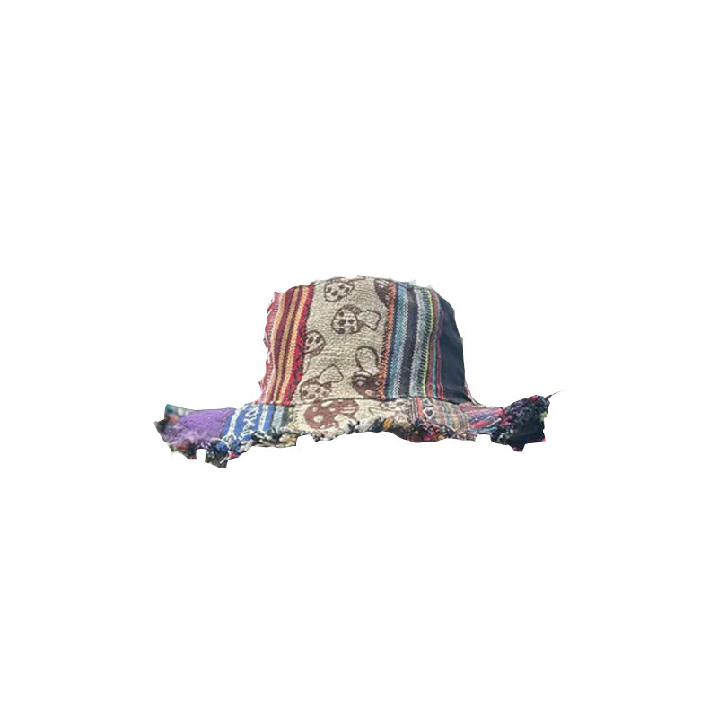 🔥Solange der Vorrat reicht 50 % Rabatt!🎉Bunter Patchwork-Hut aus Hanf mit Pilzmuster und Tasche