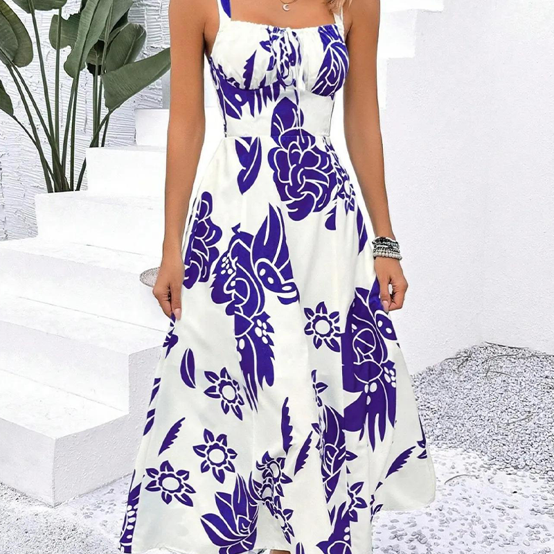 ⏳Limitiertes 50 % Rabatt⏰Damenkleid mit Spaghettiträgern und Blumenmuster🌿👗