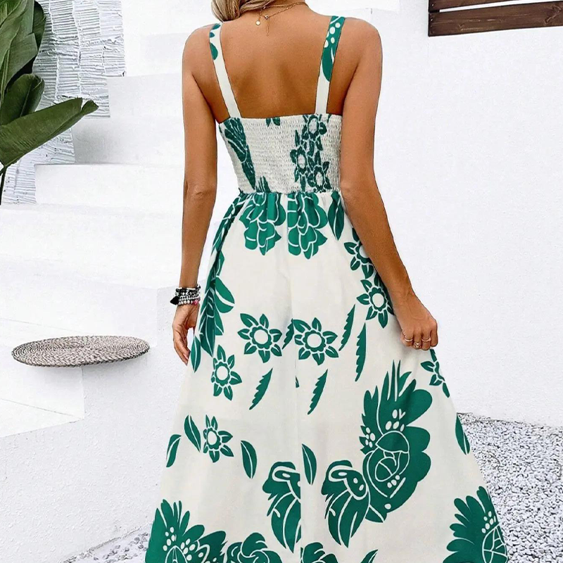 ⏳Limitiertes 50 % Rabatt⏰Damenkleid mit Spaghettiträgern und Blumenmuster🌿👗