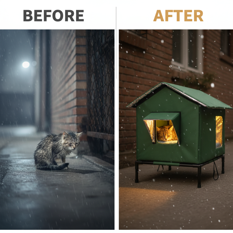 🐈 Erhöhtes Outdoor-Katzenhaus für jedes Wetter – Wasserdicht, isoliert, faltbar 🌧️
