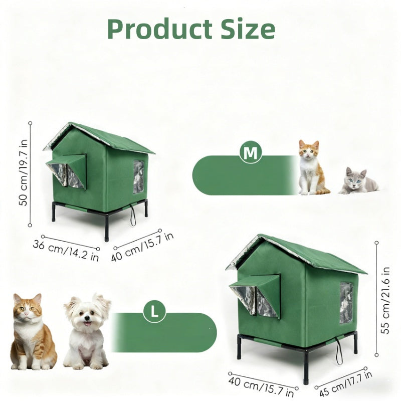 🐈 Erhöhtes Outdoor-Katzenhaus für jedes Wetter – Wasserdicht, isoliert, faltbar 🌧️