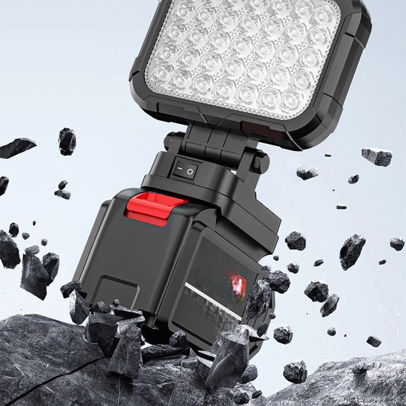 ⏳NUR FÜR KURZE ZEIT: 50 % RABATT!💡 180° drehbare LED-Arbeitsleuchte – mit Dual-USB-Powerbank-Funktion – robust und kabellos – universelle Akkukompatibilität – für Garage, Baustelle und Camping