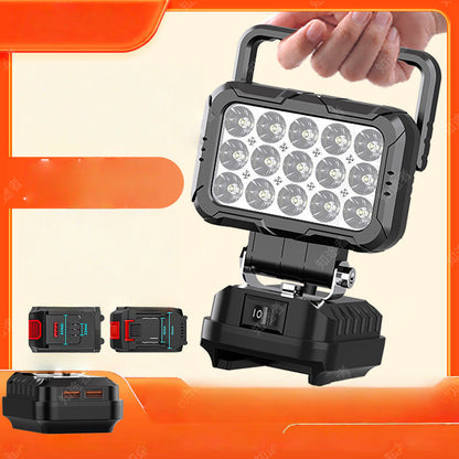 ⏳NUR FÜR KURZE ZEIT: 50 % RABATT!💡 180° drehbare LED-Arbeitsleuchte – mit Dual-USB-Powerbank-Funktion – robust und kabellos – universelle Akkukompatibilität – für Garage, Baustelle und Camping